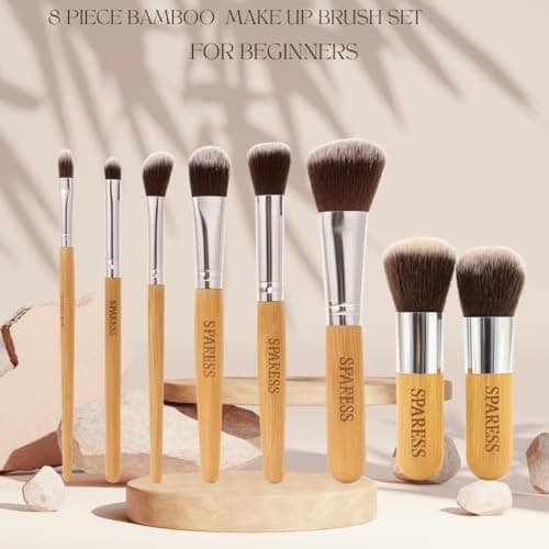 Eco Friendly Unique Natural Gift Beauty Set – Bamboo Makeup Brushes, Vegan Bamboo Roller & Soft Face Towel – Organic Self-Care Box for Women & Teens, Perfect Birthday , Holiday Present”