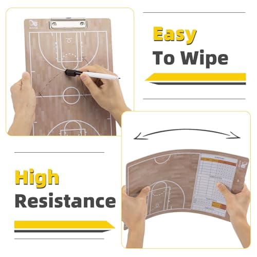 WISYOK Double-Sided Basketball Coaching Clipboard, Dry Erase Board for Coaches, Ideal Basketball Coach Gift