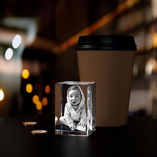 ArtPix 3D Crystal Photo, Personalized Gifts for Women, Wife, Her, Him, Men, Husband, Grandma, Great Customized Gift With Your Own Photo, Custom Glass 3D Laser Etched Picture Wedding