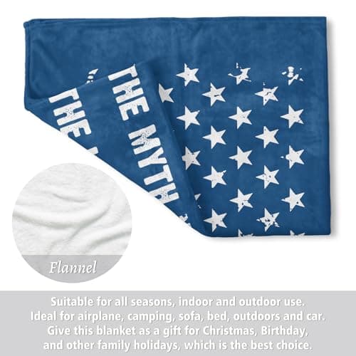 Craftique Birthday Gifts for Dad- American Flag Blanket with The Man The Myth The Legend- Dad Birthday Gift, Soft Blanket Throw for Bed Sofa Napping Camping, 60”×50”
