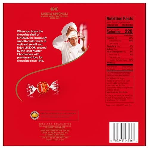 Lindt LINDOR Milk Chocolate Candy Truffles Modern Gift Box, Assorted Chocolate Candy with Smooth, Melting Truffle Center, 7.6 oz.