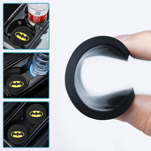 Bat Man 2Pcs Car Cup Holder Coasters for Marvel Fans, The Bat Man Car Coasters for Car Cup Holder Insert,Silicone Non-Slip Car Cup Mat, 2.75 Inch