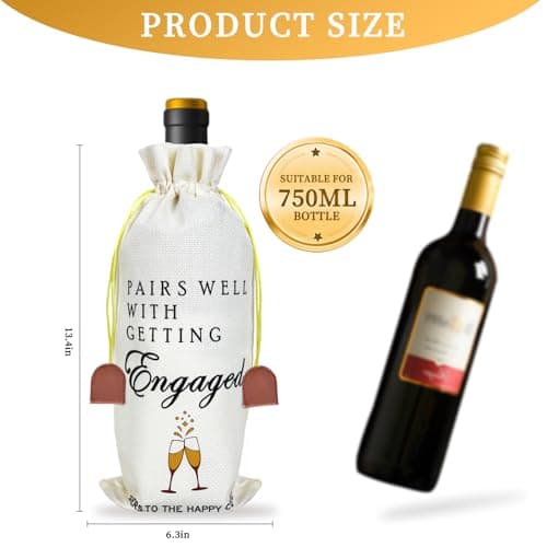 Engagement Gifts for Couples Newly Engaged, Her, Women, Him, Best Friends, Happy Engagement Wine Gift Bags for 750 ml Bottles, Party Decorations
