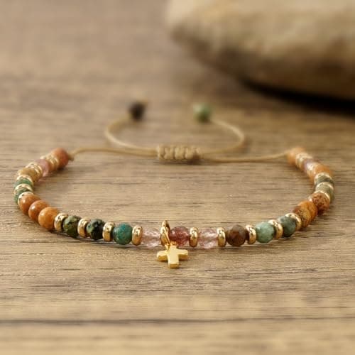 Christian Gifts for Women, Cross Bracelet, Christian Gifts, Inspirational Gifts for Women, Natural Stone Bracelets, Religious Gifts for Woman