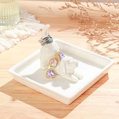 PUDDING CABIN Dog Mom Gifts for Women: Dog Lover Ring Holder Dish Jewelry Holder, Perfect for Mothers Day, Birthday, Wedding, Christmas