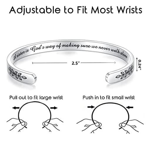 TONY & SANDY Cuff Bracelets for Women Teen Girls Best Friend Sister Mom Daughter Granddaughter Cousin Personalized Birthday Mother's Day Christmas Easter Gifts for Teens Girls Women Jewelry