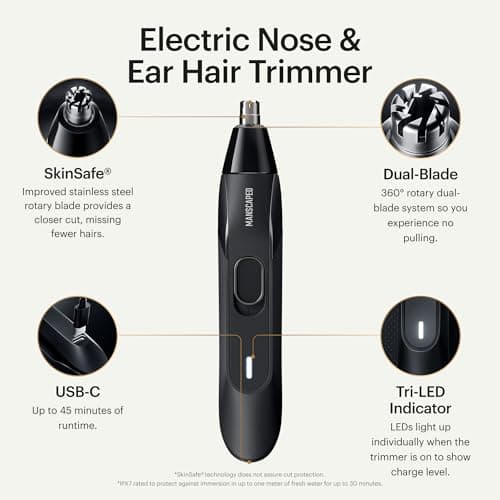 MANSCAPED MANSCAPED® The Weed Whacker® 2.0 Electric Nose & Ear Hair Trimmer – 7,000 RPM Precision Tool with Rechargeable Battery, Wet/Dry, Easy to Clean, Improved Stainless Steel Replaceable Blade