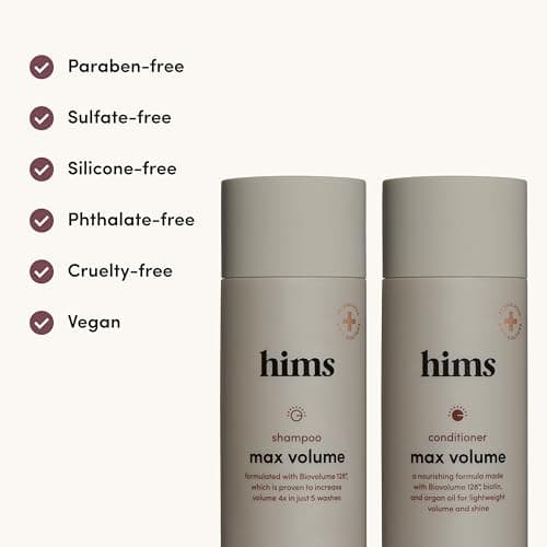 hims Max Volume Men's Shampoo & Conditioner Set - Volumizing Natural Shampoo and Conditioner for Men - Adds Volume, Shine & Bounce - Citrus Spice - 2 x 6.4 fl oz