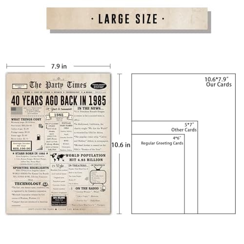 Ziwenhu Big 40th Birthday Card Gift for Men Women or Him Her, Happy 40 Year Old Birthday Greeting Card for Mom Dad, Vintage 40th Birthday Decorations for Husband Wife