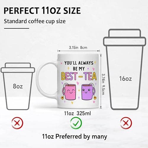 Gossby Friend Coffee Mug - BEST-TEA - Gifts for Best Friend Women - Christmas Friendship Gift for Female Friend - Best Friends Birthday Gift - Besties BFF Gifts - 11oz White Ceramic Cup