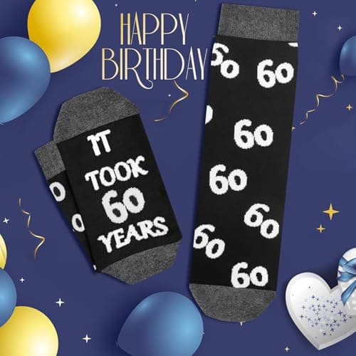 40th 50th 60th Birthday Gifts For Him, Men 40th 50th 60th Birthday Decorations, Cool Gifts Funny Crews Black Cotton Socks