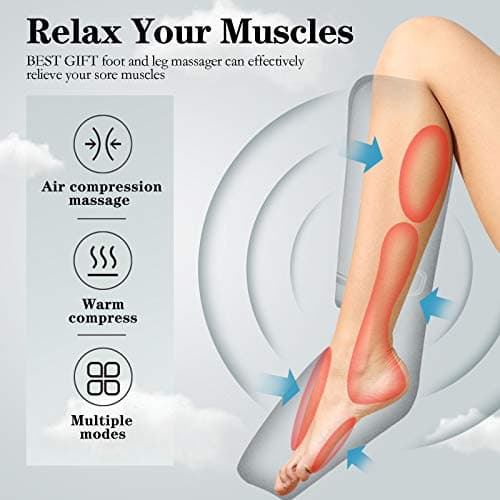 Gifts for Dad Mom Men Women Christmas Mothers Day, Fathers Day, Air Compression Massager with Heat for Foot, Leg, Calf, Thigh, Knee, Helpful for Vericose Veins, Muscle Fatigue, Cramps, Swelling, Edema