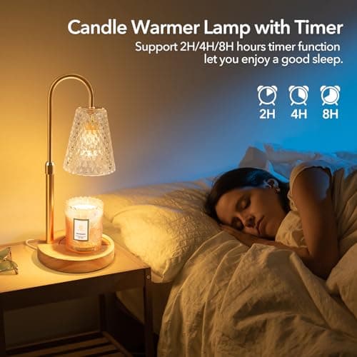 Candle Warmer Lamp with Timer, Stocking Stuffers for Women, Mom Gifts for Women Mom Christmas, Adjustable Height Candle Warmer, Dimmable, Home Decor, Wax Warmer Lamp for Jar Candles with 2 Bulbs