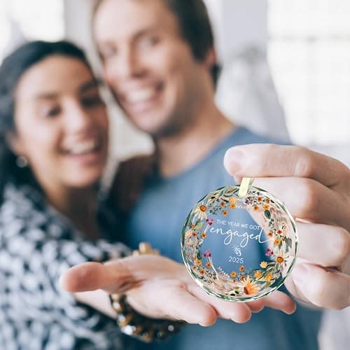 Engagement Gifts for Couples - The Year We Got Engaged 2025 Glass Ornament – Just Engagement Present Ideas for Newly Engaged Women, Bride to Be, Fiance, Friend, Daughter,Christmas Engage Ornamnet