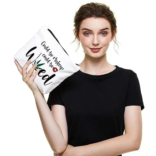 Fokongna Funny Makeup Bag Gifts For Best Friend Woman Gag Gifts for women Funny gifts Weed Small Cosmetic Bag Sister Travel Accessories Organizer Bag Toiletry Case for Birthday Christmas Gifts