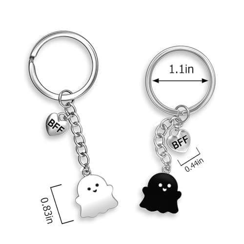 Best Friend Birthday Gifts for Women Funny Cute Ghost Keychain Bestie Gifts Long Distance Stuff for 2 with Card