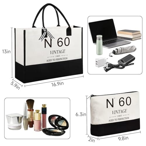 Birthday Gifts for Women Canvas Tote Bag, Unique Gifts for Wife Mom Friends Her, Vintage Handbag Cosmetic Bag Poster