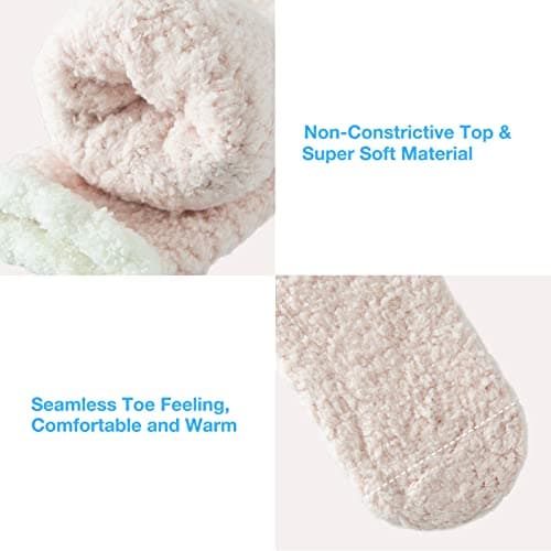Bulinlulu Fuzzy Socks with Grips Plush Sleep Cozy Winter Soft Hospital Fluffy Socks Gifts for Womens Mens Gifts
