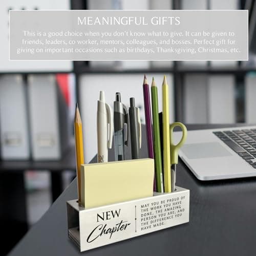 akeke New Chapter Gifts for Women, Job Promotion Gifts, New Beginnings Gifts for Coworkers, Appreciation Thank You Coworker Leaving Gifts New Job Moving Away Pencil Holders & Pen Holders ASB65