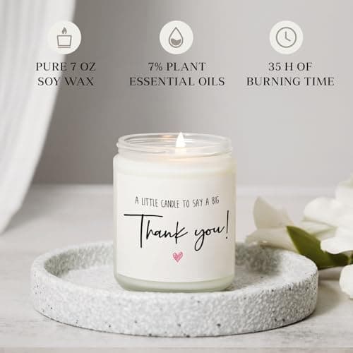 Thank You Gifts for Women, Men, Hostess Gift, Lavender Scented Soy Wax Candle, Appreciation Gifts for Teacher Coworker Employee Boss Nurse, a Little Candle to Say A Big Thank You, Handmade