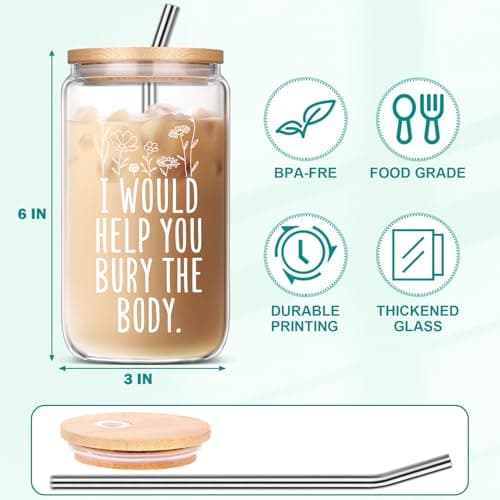 Funny Gifts for Women, Bestie Birthday Christmas Mothers Day Friendship Gift for Best Friend Soul Sister Mom BFF Coworker Glass Cup