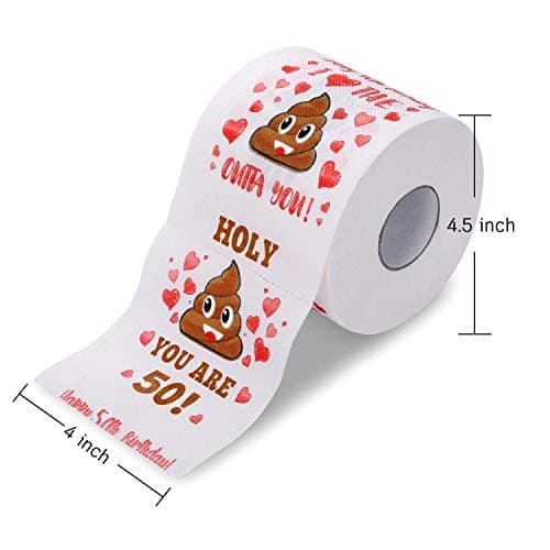50th Birthday Gifts for Women, Men, Her, Him - Happy Prank Toilet Paper - 50th Birthday Decorations, Party Supplies Favors - 50 Years Old Funny Gag Gift Ideas, Novelty Bday Present for Friends, Family