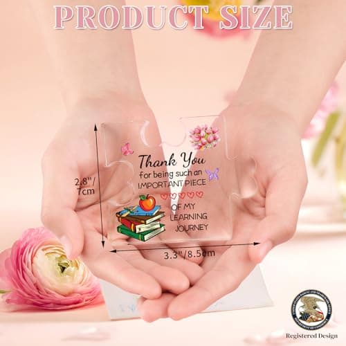 Funnli Teacher Gifts, Back to School Teacher Gifts, Teacher Appreciation Gifts Acrylic Plaque, Thank You Graduation Valentines Day Christmas Gifts for Women Teacher Classmate Study Partner Roommate