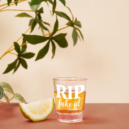 21st Birthday Gift for Her, Happy 21st Birthday Gift for Women, RIP FAKE ID Gift for 21 Year Old Girls Boys, Gift for 21 Year Old Woman, 2004 Happy Birthday Shot Glass, 2004 Birthday Party Decoration