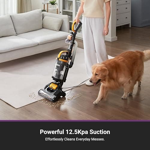 Eureka Powerful Upright Vacuum Cleaner for Home Pet Hair, Lightweight Household Upright Vacuum for Carpet and Hard Floor, MaxSwivel Pro NEU350 with Pet Tool, Yellow