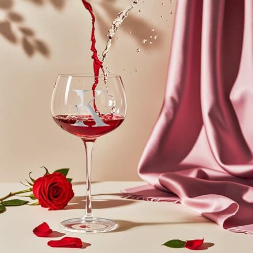 Personalized Gifts for Women, Monogrammed A-Z Wine Glass Customized Gift, Unique Christmas Birthday Gifts for Women Her Mom Friend Sister Wife Daughter Nurse (K)