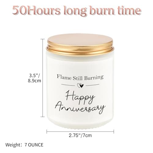 Happy Anniversary Couple Gifts - 10th, 25th, 40th, 50th Wedding Anniversary Candle Gifts for Him, Her, Husband, Wife - 7oz Lavender Soy Wax Scented Candle