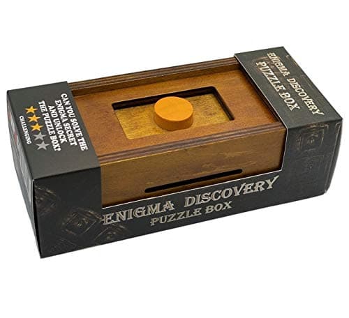 Puzzle Box Enigma Secret Discovery - Money and Gift Card Holder in a Wooden Magic Trick Lock with Hidden Compartment Piggy Bank Brain Teaser Game