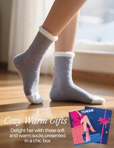 TEHOOK Warm & Cozy Gifts for Women, Fluffy Fuzzy Sock, Plush Sleeping Slipper Socks - Soft Warm Fabric