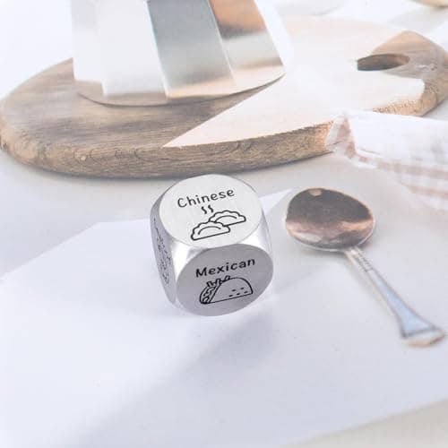 Anniversary Steel Gifts for Him Her Date Night Dice Gift for Boyfriend Girlfriend Wife Husband Couple Women Men Food Dice Decider Sweetest Day Birthday Wedding Valentines Christmas White Elephant