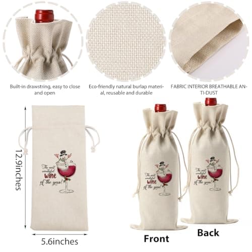 Funny Christmas Wine Bags - Holiday Gifts for Women & Men - Wine Lover & Christmas Party Decorations