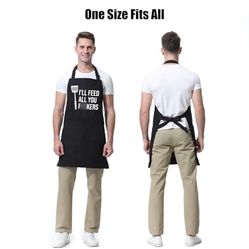 Miracu Funny Cooking Aprons for Men Women, Funny Dad Gifts for Mens Father, Mom - Fathers Christmas, Birthday Gifts for Dad Step Brother Boyfriend Husband, Cool BBQ Grilling Kitchen Chef Apron