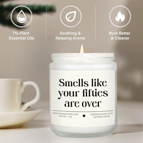 Niyewsor 60th Birthday Gifts for Women Men, Sixty Birthday Candle, 1965 60th Birthday Decorations for Woman Men, 60 Year Old Bday Gifts for Friends, Sister, Mom, Dad, Handmade, 7oz