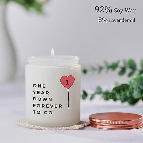 One Year, 1st, 1 Year, First Anniversary Candle Gifts for Him Her Couple- Best Happy Paper Anniversary Girlfriend Boyfriend Wife Husband Romantic Gift