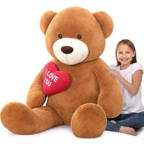 MaoGoLan Giant Teddy - I Love You Red Heart Big Dark Brown Stuffed Animal - Huge Valentines Teddy for GF,BF,Wife,Gift - Anniversary Birthday Gift