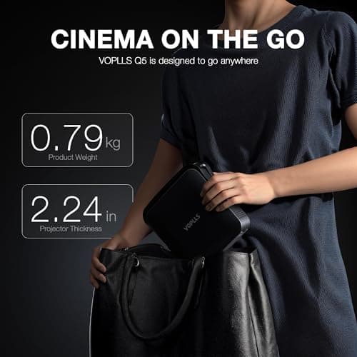 【Thinnest & Netflix-Licensed Projector】Smart Mini Projector with WiFi and Bluetooth, Auto Focus & Keystone Portable Outdoor Projector, VOPLLS Native 1080P 4K Supported Home Movie Projector(black)