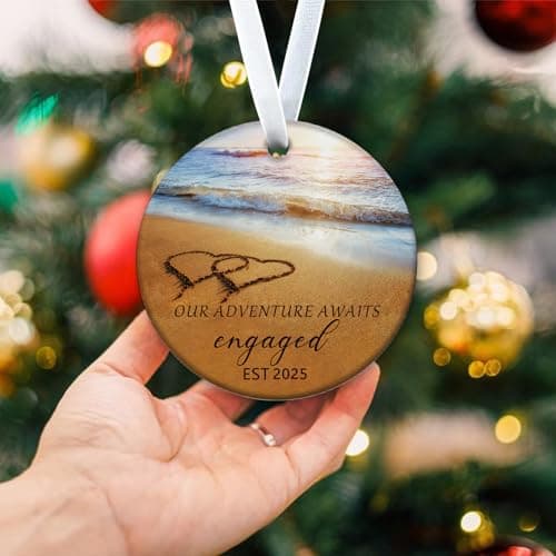 Wedding Gifts Engagement Gifts for Couples 2025 First Christmas Engaged Ornament 2025 Just Engaged Bachelorette Gift Happy Engagement Gift for Newly Engageds Couples Bride to be Her Women Fiance(1)