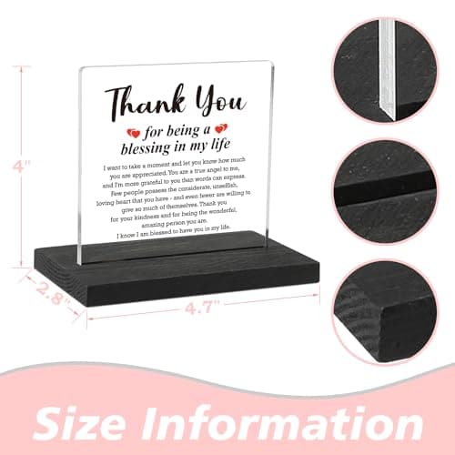 Thank You Gifts for Women Men, Appreciation Gifts for Friends, Birthday Retirement Gifts for Mom Family, Thank You for Being A Blessing in My Life Home Office Desk Décor Sign, DSF135