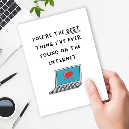 Ziwenhu Funny Internet Dating Card for New Boyfriend, Cute Anniversary Card for Girlfriend, Happy 1 Year Anniversary Card, Valentines Day Gift for Husband Wife…