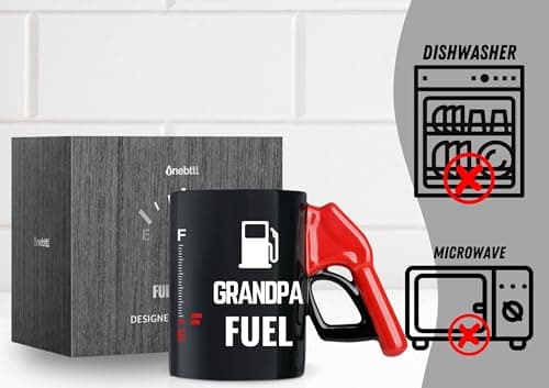 Onebttl Grandpa Gifts, Grandpa Fuel Color Changing Coffee Mug with Fueling Nozzle Handle, Gifts for Grandpa, 13.5oz/400ml Funny Ceramic Mug for Christmas, Father's Day