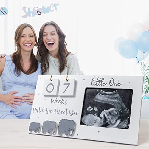 Sonogram Picture Frame, Ultrasound Photo Frame with Baby Countdown Weeks, Expecting Parents to be Pregnancy Gift Congratulations Pregnancy Must Have Grandparent Baby Announcement First Time Mom to Be
