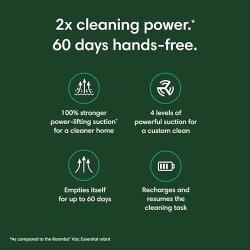 iRobot Roomba Vacuum 2 Essential Robot with AutoEmpty Dock, 3 Suction Levels, Latest Floor Tracking Sensors, and Compact Design (Black)