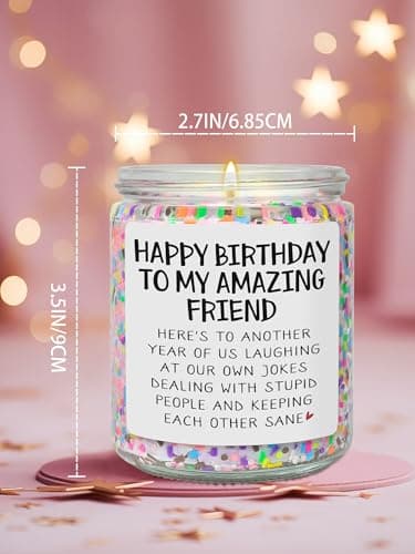 Best Friends Birthday Gifts for Women Friendship - Funny Sister Birthday Gifts for Friend Female BFF Bestie Gift for Women, Vanilla Cake Scented Bday Candles Happy Bday Decorations