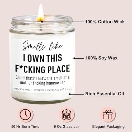Funny Scented Candle, House Warming Gifts New Home, Housewarming Gifts for Women, Men, Couple, New Homeowner - First Apartment Essentials - Closing Presents for Home Buyers - 9 oz
