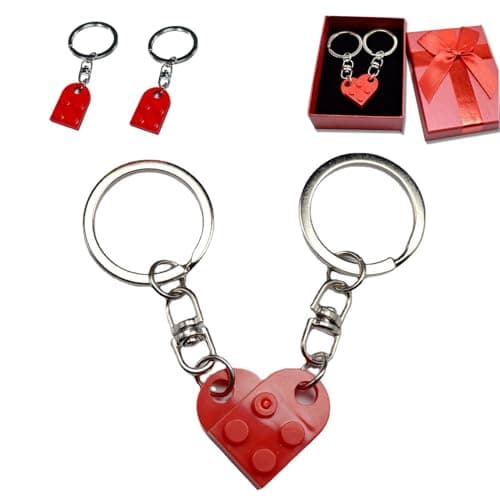 Comes in Gift Box - Heart Brick Couple Matching Keychain for Boyfriend and Girlfriend Valentine Day bf and gf Matching Stuff