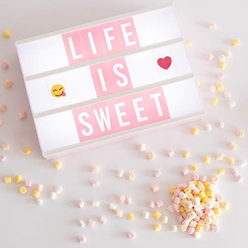 Pink Cinema Light Box with 400 Letters, Emojis, 2 Markers - BONNYCO | Led Light Box Home Office & Room Decor | Cinema Led Sign Letters Board Gifts for Women and Girls Christmas Birthdays | Pink Decor